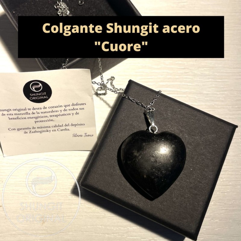 COLGANTE shungit acero Cuore