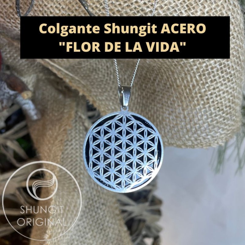 COLGANTE de acero plateado FLOR VIDA